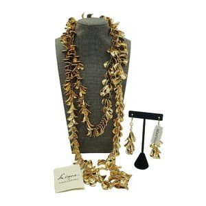 Linea by Louis Dell'Olio Gold Tone Necklace and Earring Set 59"